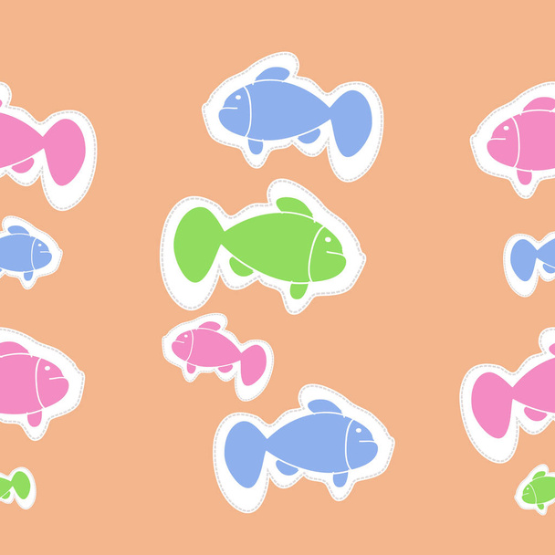 Cute seamless pattern with fishes. Vector illustration - Vettoriali, immagini
