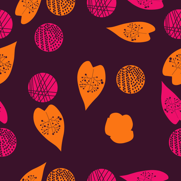 Seamless pattern of abstract simple hearts and yarn - Vector, Image