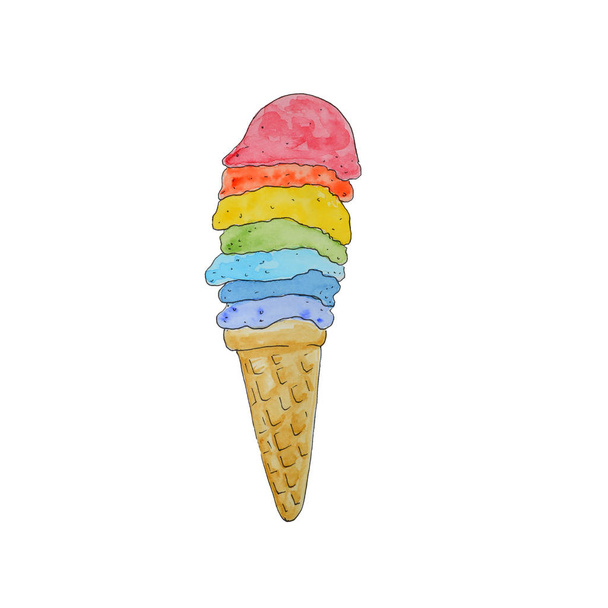 Lezbiyen için Gökkuşağı suluboya dondurma Lgbt Pride Bayrak Renkli  - Fotoğraf, Görsel