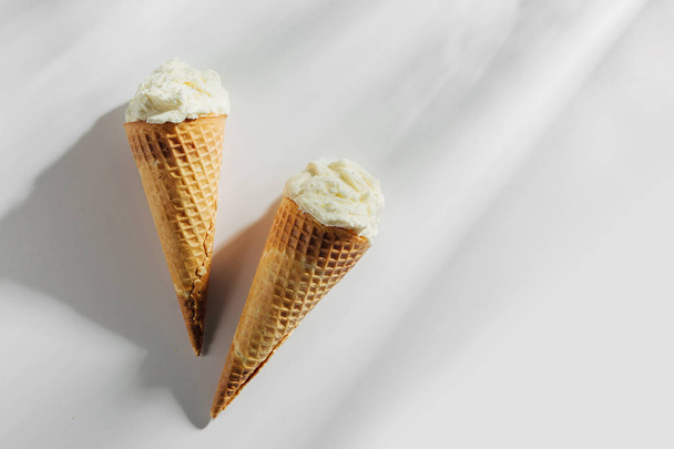 Ice cream cones on white background. Summer concept. - Foto, immagini