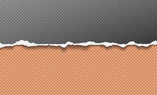Шматок рваної горизонтальної паперової смуги на чорно-помаранчевому квадратному фоні. Векторні ілюстрації
 - Вектор, зображення