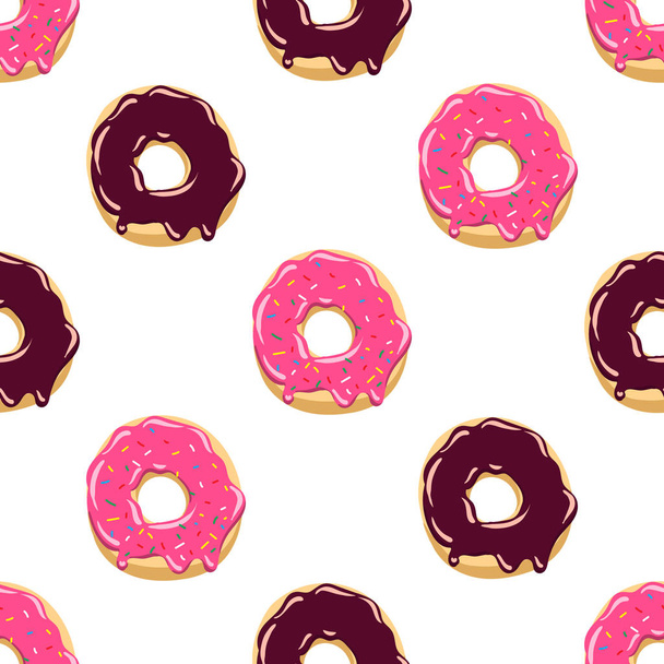 Cor donut sem costura padrão Glazed donuts fundo Vector ilustração
 - Vetor, Imagem