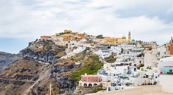 Panoramic View and Streets of Santorini Island in Greece, Shot i - Foto, Imagen