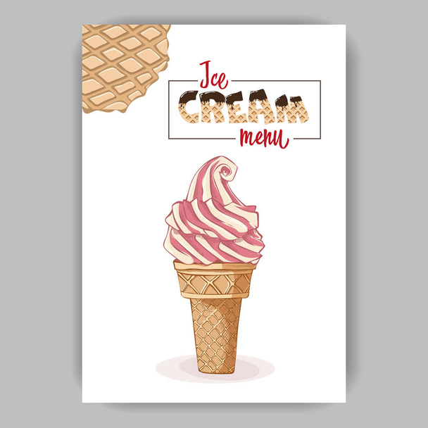 menú de helado con cono de helado
 - Vector, Imagen