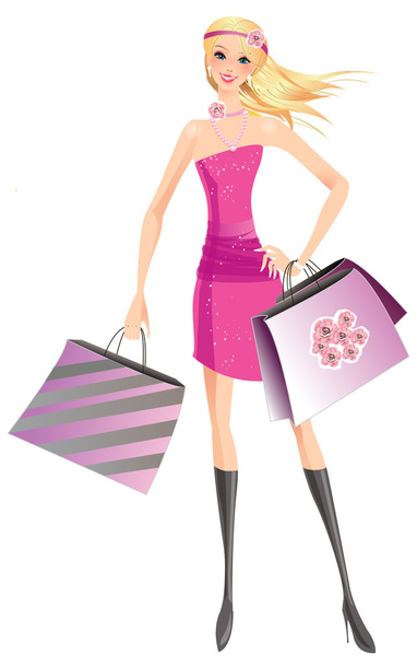 Shopping girl - Vector, Image