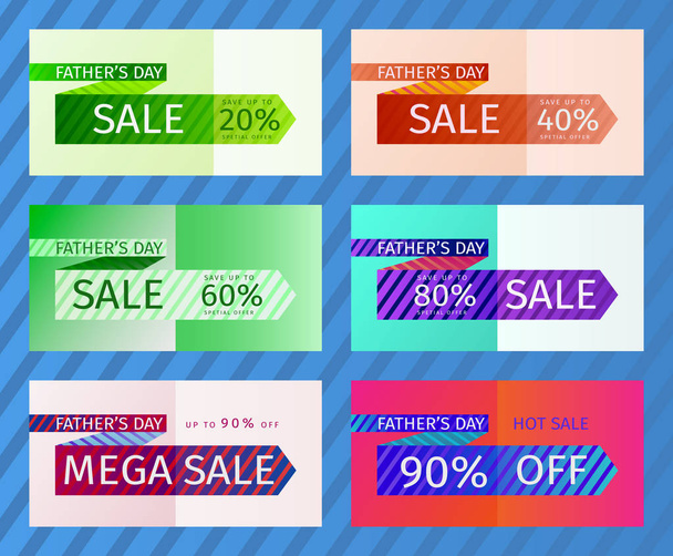 Sat of Father's Day Sale Offer banners - Vector, Image