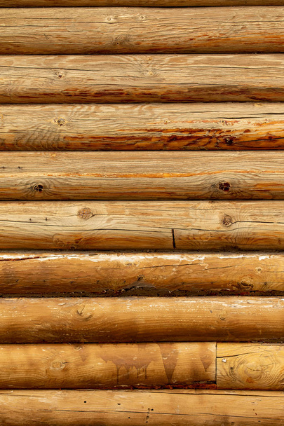 Background log wall, round timber texture. - Foto, Imagem