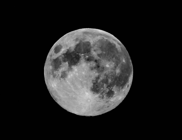 Μεγάλο στρογγυλό φεγγάρι στον μαύρο ουρανό. - Φωτογραφία, εικόνα