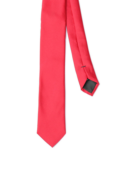 Classic red male necktie isolated on white - Photo, Image