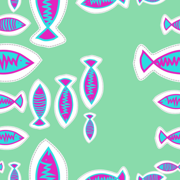 creative pattern with cute fish on background - Vektör, Görsel