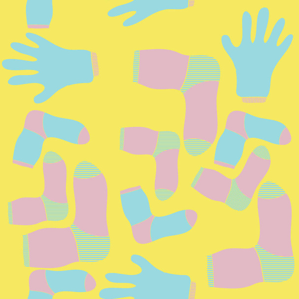 Socks, mittens seamless pattern. Vector illustration - Vetor, Imagem