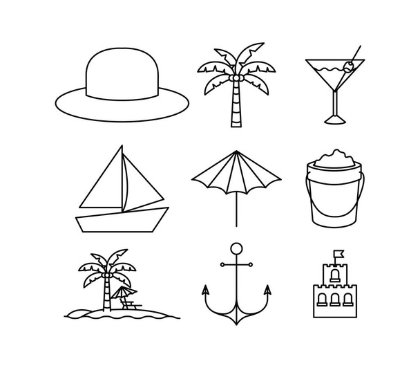 Été et vacances icône set design vectoriel illustration
 - Vecteur, image