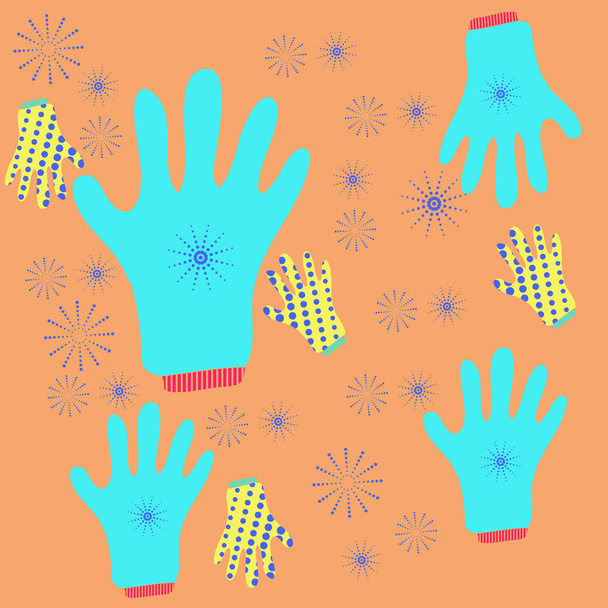 Seamless pattern of abstract simple hands - Vector, afbeelding