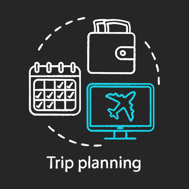 Trip planning chalk concept icon - Wektor, obraz