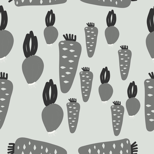 black and white pattern with ripe carrots - Вектор, зображення