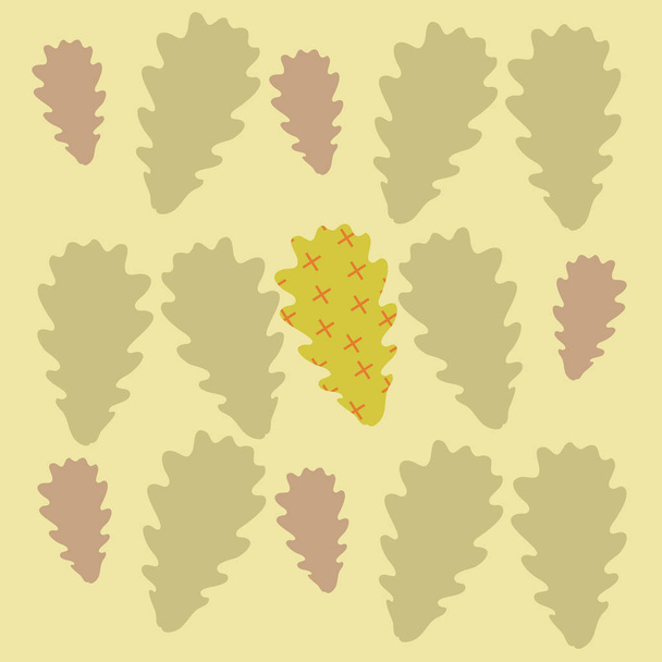 Seamless pattern of abstract colored oak leaves - ベクター画像
