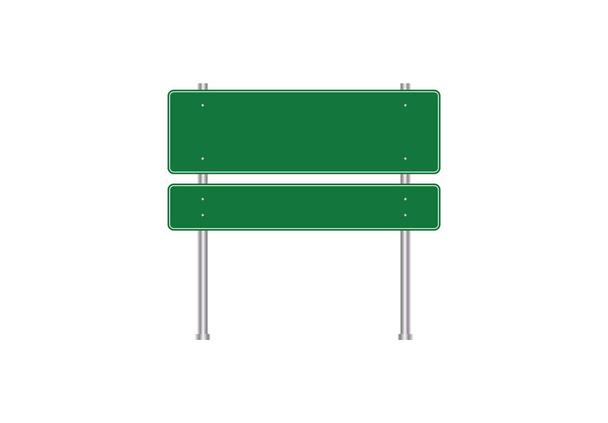 Green blank  traffic road sign - Vector, Image