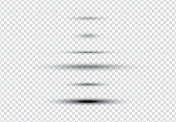 Vektorset ovale graue Schatten mit weichen Kanten auf transparentem Hintergrund - Vektor, Bild