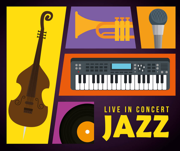 Ustaw instrumenty na Międzynarodowy Dzień jazzu - Wektor, obraz