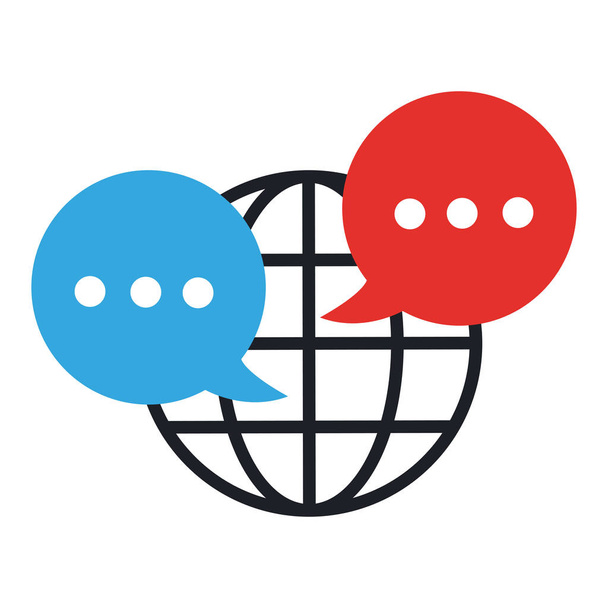 globe and speech bubble icon cartoon - Vector, Image