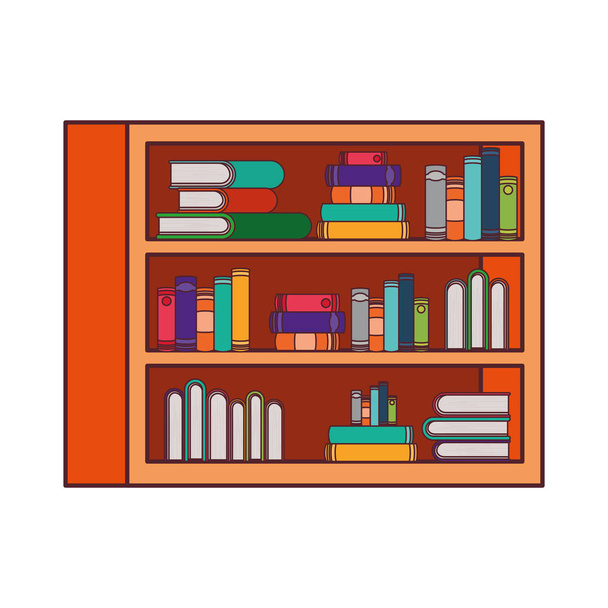 Regal mit Büchern auf weißem Hintergrund - Vektor, Bild
