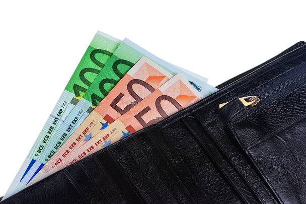 πορτοφόλι με χαρτονομίσματα ευρώ. - Φωτογραφία, εικόνα