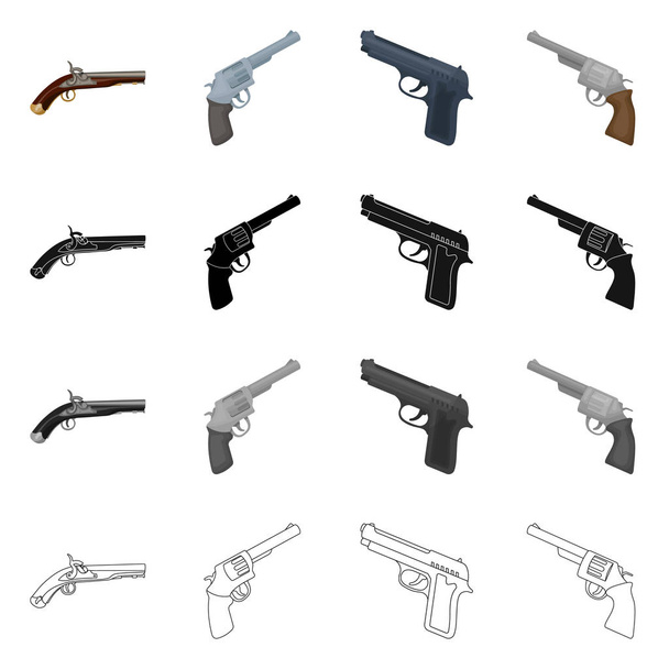 Vector design of revolver and pistol symbol. Collection of revolver and trigger stock symbol for web. - Vettoriali, immagini