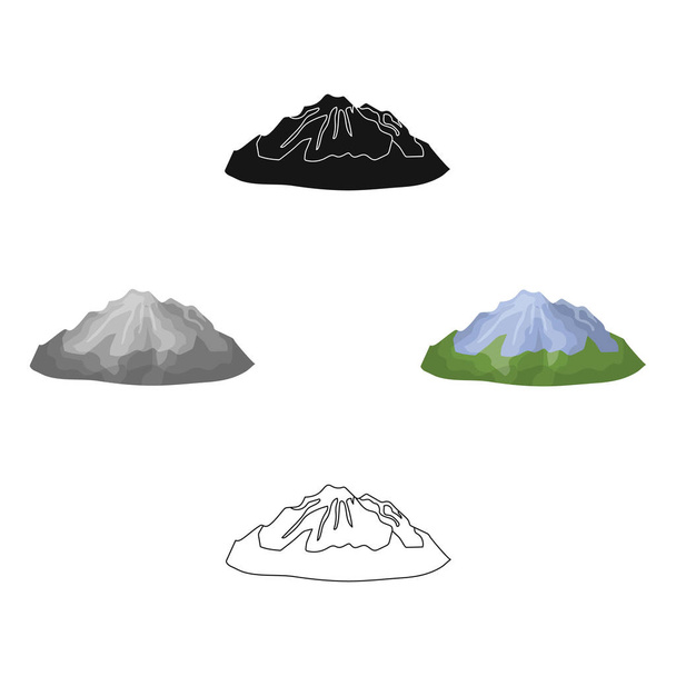 Green mountains.Mountain with snow.Different mountains single icon in cartoon,black style vector symbol stock illustration. - Vecteur, image