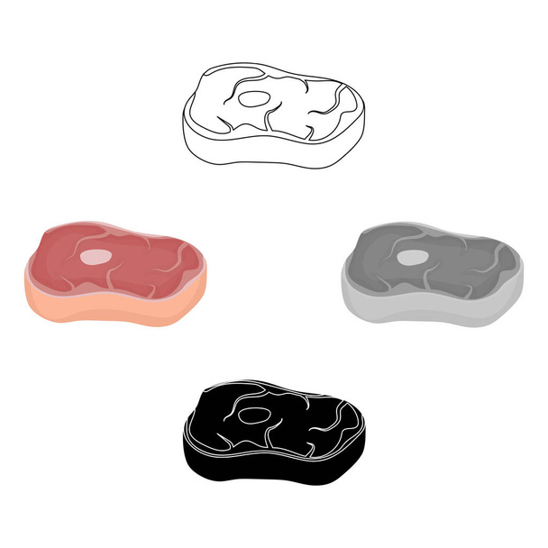 Steak icon in cartoon,black style isolated on white background. Meats symbol stock vector illustration - Vettoriali, immagini