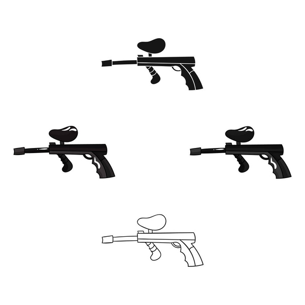 Paintball gun icon in cartoon,black style isolated on white background. Paintball symbol stock vector illustration. - Vettoriali, immagini