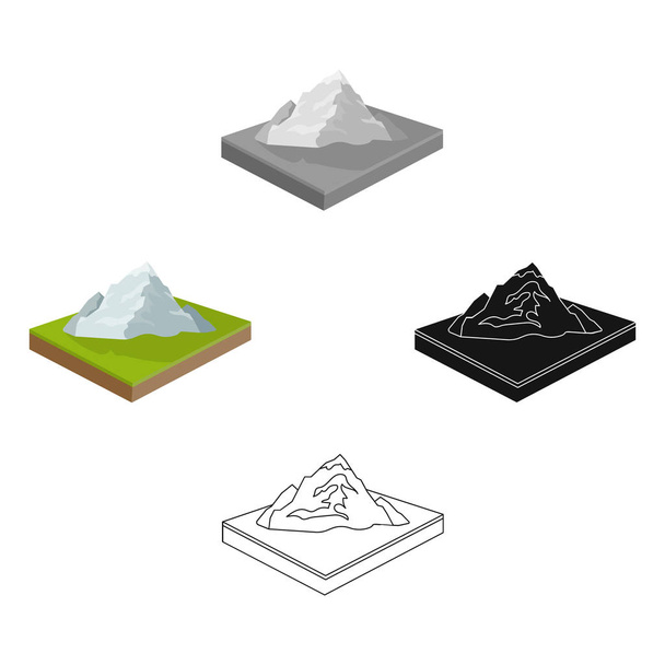 Mountains, rocks and landscape. Relief and mountains single icon in cartoon,black style isometric vector symbol stock illustration web. - Wektor, obraz