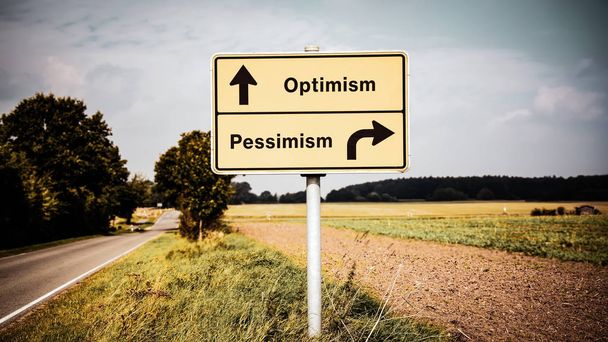 ストリートサイン楽観的対悲観主義 - 写真・画像