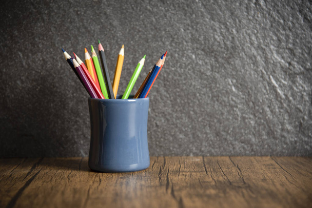 Education and back to school concept with pencils colorful in a  - Foto, imagen