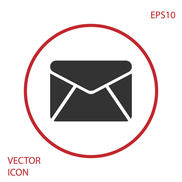 Icono de sobre gris aislado sobre fondo blanco. Mensaje de correo electrónico símbolo de letra. Botón círculo rojo. Ilustración vectorial
 - Vector, imagen