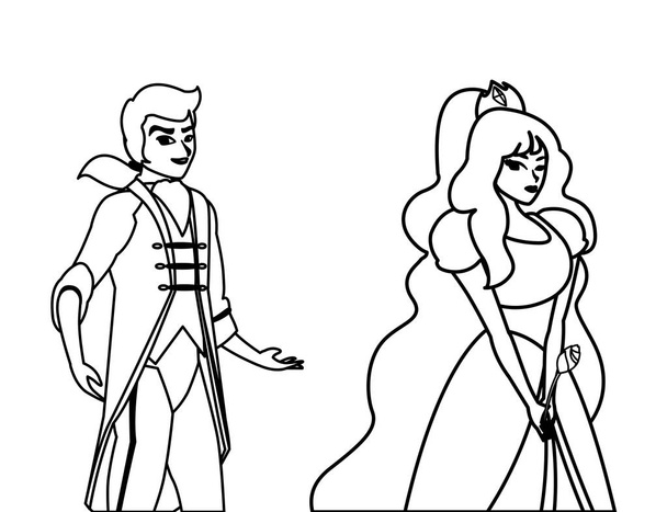 Prince Charming en Princess of Tales karakters - Vector, afbeelding