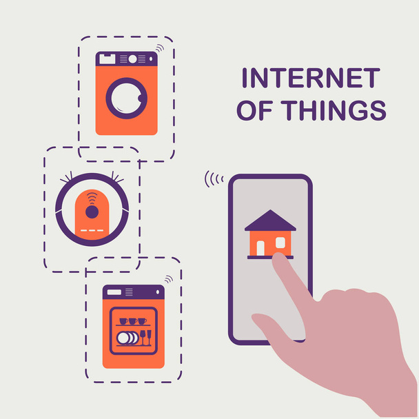 Using smart technology at home. Internet of things - Vector, Image
