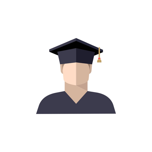 niño estudiante en la tapa del graduado, icono, signo, logotipo. color imagen aislada, ilustración vectorial aislada
 - Vector, Imagen