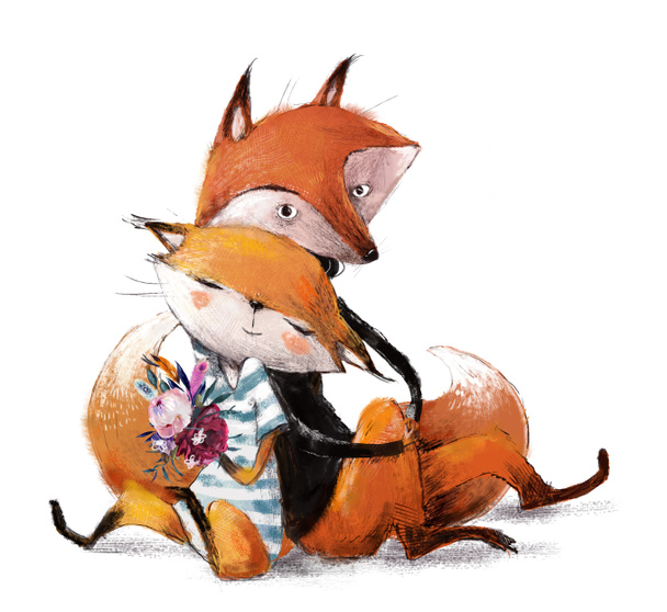 cute lovely couple of foxes - Photo, Image