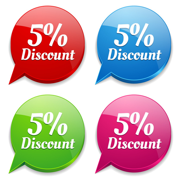 5 percent discount speech colorful bubbles - Vektor, obrázek