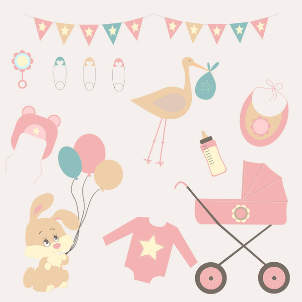 Holiday card design for Baby shower for girl - Vetor, Imagem