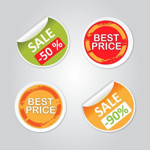 stickers met verkoop berichten - Vector, afbeelding