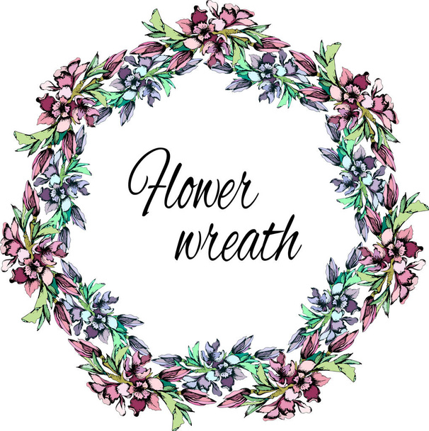 Flower wreath. Vintage style. Wedding wreath of delicate flowers and leaves. Spring set. - Vector, imagen