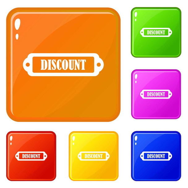 Discount label icons set vector color - Vetor, Imagem