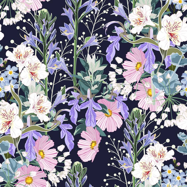ilustracja kwiatowy piękny tło wzór - Wektor, obraz