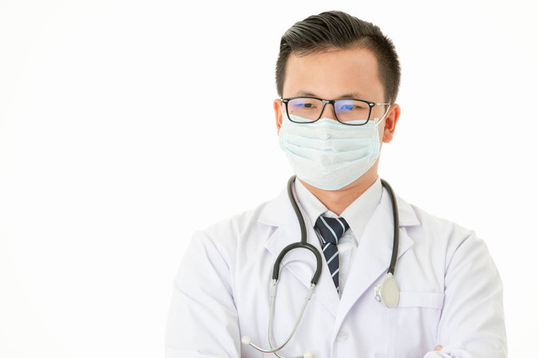 Asian doctor on isolated white background - Photo, Image