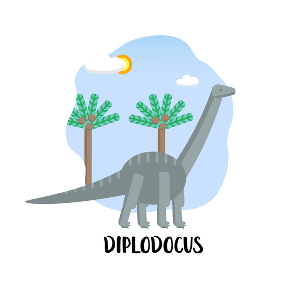 Diplodocus isolated on white background - Vector, imagen
