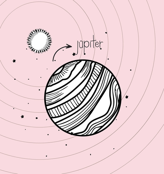 Jupiter bolygó és a nap felhívni a Naprendszer design - Vektor, kép