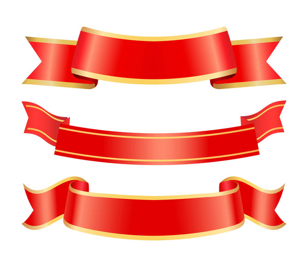 Empty Ribbons, Red Banners for Messages Stripes - Vector, Image