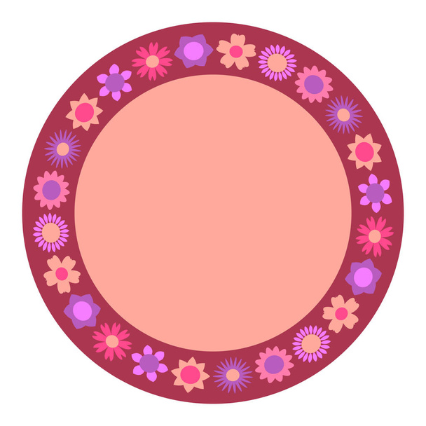 Decorative plate pattern with floral ornament in flat style. A circular ornament for your design. - Vetor, Imagem