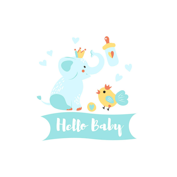colorful cartoon baby shower background - ベクター画像